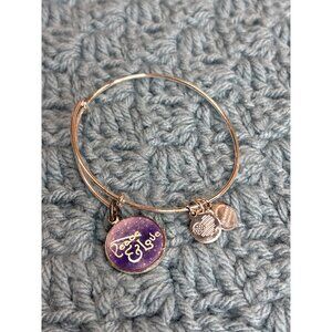 Alex and Ani Peace & Love Charm Bracelet 2016 Silvertone Purple